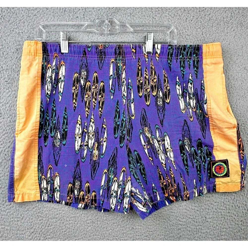 VTG Ocean Pacific OP Board Swim Trunks Mens Large Purple Orange Embroidered